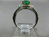 ESTATE 1.44CT DIAMOND & AAA EMERALD 14KT 2 TONE GOLD SQUARE HALO ENGAGEMENT RING