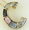 ESTATE DIAMOND & AAA MOTHER OF PEARL 14KT YELLOW GOLD C INITIAL FLOATING PENDANT