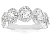 1.95CT DIAMOND 14K WHITE GOLD OVAL & ROUND 5 STONE HALO WEDDING ANNIVERSARY RING
