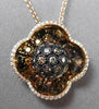 ESTATE LARGE 1.25CT DIAMOND 4 LEAF CLOVER 14K BLACK & ROSE GOLD FLOATING PENDANT
