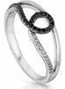 ESTATE .23CT WHITE & BLACK DIAMOND 14KT WHITE GOLD 3D CLASSIC LOVE KNOT FUN RING