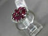 ESTATE LARGE 1.80CT DIAMOND & AAA RUBY 18KT WHITE GOLD 3D HALO FLOWER LOVE RING