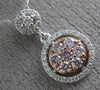 ESTATE .36CT WHITE & PINK DIAMOND 14KT WHITE & ROSE GOLD 3D HALO CLUSTER PENDANT
