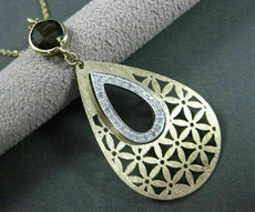 ESTATE 2.74CT DIAMOND & SMOKEY TOPAZ 14K TWO TONE GOLD FILIGREE FLOATING PENDANT