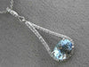 ESTATE LARGE 1.76CT DIAMOND & AAA AQUAMARINE 14KT WHITE GOLD TRIANGULAR PENDANT
