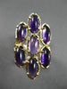 ANTIQUE LARGE 10CT DIAMOND & AAA AMETHYST 14K YELLOW GOLD MULTI OVAL RING #26404
