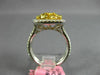 ESTATE WIDE 2.47CT WHITE & FANCY YELLOW DIAMOND 18K WHITE GOLD HALO CLUSTER RING
