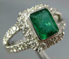 LARGE 2.10CT DIAMOND & AAA EMERALD 14K WHITE GOLD 3D SQUARE HALO ENGAGEMENT RING