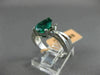 ESTATE 1.48CT DIAMOND & AAA EMERALD 14KT WHITE GOLD 3D 3 STONE ENGAGEMENT RING