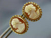 ANTIQUE 14K YELLOW GOLD HANDCRAFTED OVAL LADY CAMEO CLASSIC STUD EARRINGS #26419