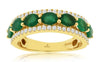 2.03CT DIAMOND & AAA EMERALD 14KT YELLOW GOLD 3D OVAL & ROUND SHARED PRONG RING