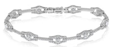 3.94CT DIAMOND 18KT WHITE GOLD 3D ROUND MULTI SQUARE BY THE YARD TENNIS BRACELET