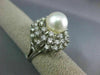 ANTIQUE LARGE 1.25CT DIAMOND & AAA SOUTH SEA PEARL 14KT WHITE GOLD 3D RING #848