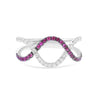 ESTATE .55CT DIAMOND & AAA RUBY 14K WHITE GOLD 3D CRISS CROSS INFINITY LOVE RING