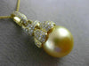 LARGE .60CT DIAMOND & AAA GOLDEN SOUTH SEA PEARL 18KT YELLOW GOLD FLOWER PENDANT