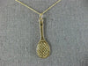 ESTATE 14KT YELLOW GOLD 3D CLASSIC HANDCRAFTED TENNIS RACKET FUN PENDANT #25061