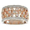 WIDE 1.01CT ROUND DIAMOND 18KT WHITE & ROSE GOLD BEZEL MILGRAIN ANNIVERSARY RING
