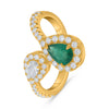 LARGE 1.28CT DIAMOND & AAA EMERALD 14KT YELLOW GOLD 3D PEAR SHAPE SOLITAIRE RING