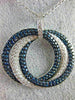 3.06CT WHITE & BLUE DIAMOND 18KT WHITE GOLD 3D INTERTWINING CIRCLE LOVE PENDANT