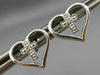 ESTATE .02CT DIAMOND 14KT WHITE GOLD 3D CLASSIC OPEN HEART CROSS STUD EARRINGS