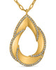 .22CT DIAMOND 14K YELLOW GOLD 3D OPEN TEAR DROP ADJUSTABLE LOVE FLOATING PENDANT