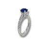 1.78CT DIAMOND & AAA SAPPHIRE 18KT WHITE GOLD 3D ROUND SOLITAIRE ENGAGEMENT RING