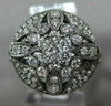 ESTATE LARGE .99CT DIAMOND 14K BLACK GOLD FILIGREE MILGRAIN CIRCULAR FLOWER RING