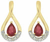 ESTATE 1.02CT DIAMOND & AAA RUBY 14KT YELLOW GOLD 3D PEAR SHAPE HANGING EARRINGS