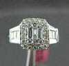WIDE 1.0CT ROUND & BAGUETTE DIAMOND 18KT WHITE GOLD HALO LUCIDA ENGAGEMENT RING