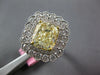 LARGE 5.57CT WHITE & FANCY YELLOW DIAMOND 18K 2 TONE GOLD FLOWER ENGAGEMENT RING