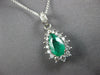1.96CT DIAMOND & COLOMBIAN EMERALD 14K WHITE GOLD PEAR SHAPE HALO PENDANT #27053