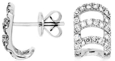 ESTATE WIDE .45CT DIAMOND 14KT WHTE GOLD MULTI ROW UMBRELLA FUN HANGING EARRINGS