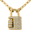 .19CT DIAMOND 14KT YELLOW GOLD ROUND CLASSIC LOCK & KEY ADJUSTABLE LOVE NECKLACE