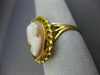 ESTATE 14KT YELLOW GOLD 3D OVAL HANDCRAFTED LADY CAMEO SWIRL ROPE DESIGN RING