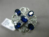 ESTATE LARGE 2.48CT DIAMOND & SAPPHIRE 18K WHITE GOLD 3D SQUARE FLOWER LOVE RING
