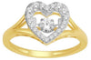ESTATE .4CT DIAMOND 14K 2 TONE GOLD 3D ROUND HEART SHAPE SOLITAIRE FLOATING RING