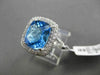 ESTATE LARGE 7.15CTW DIAMOND & AAA BLUE TOPAZ 14KT WHITE GOLD FILIGREE FUN RING