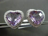 ESTATE LARGE 25.55CT DIAMOND & AMETHYST 14KT WHITE GOLD HEART CLIP ON EARRINGS