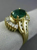 ESTATE 1.47CT DIAMOND & AAA EMERALD 14K YELLOW GOLD 3D OVAL SWIRL BALLERINA RING