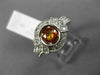 LARGE .92CT DIAMOND & AAA YELLOW SAPPHIRE 14KT WHITE GOLD BEZEL ENGAGEMENT RING