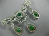 ANTIQUE LARGE 25.0CT OLD MINE DIAMOND & EMERALD 18K WHITE GOLD FILIGREE NECKLACE
