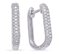 .27CT DIAMOND 14KT WHITE GOLD 3D CLASSIC 3 ROW PAVE SQUARE HOOP HANGING EARRINGS