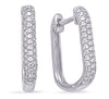 .27CT DIAMOND 14KT WHITE GOLD 3D CLASSIC 3 ROW PAVE SQUARE HOOP HANGING EARRINGS