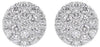 LARGE 1.01CT DIAMOND 14KT WHITE GOLD 3D CLUSTER CIRCULAR CLASSIC STUD EARRINGS