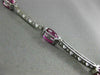 ESTATE 6.46CT DIAMOND & PINK SAPPHIRE 18KT WHITE GOLD SEMI BEZEL TENNIS BRACELET