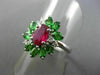LARGE 2.0CT DIAMOND & AAA TSAVORITE & RUBY 14KT WHITE GOLD OVAL FLOWER FUN RING