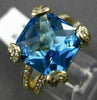 ESTATE LARGE 6.54CT DIAMOND & AAA EXTRA FACET BLUE TOPAZ 14K YELLOW GOLD 3D RING