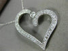 ANTIQUE 1.05CT DIAMOND 14KT WHITE GOLD 3D FILIGREE MILGRAIN HEART PENDANT #17756