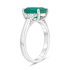 LARGE 2.97CT DIAMOND & AAA EMERALD PLATINUM EMERALD CUT 3 STONE ENGAGEMENT RING