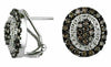 1.34CT WHITE & CHOCOLATE FANCY DIAMOND 14KT WHITE GOLD 3D OVAL CLIP ON EARRINGS